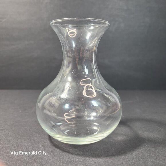 Vtg Clear Mini Vase Fluted Glass Top Opening With Wooden Geometric Base Set Of 2 - Picture 14 of 16